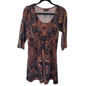 Reborn Women's Dress Sz L Paisley Print